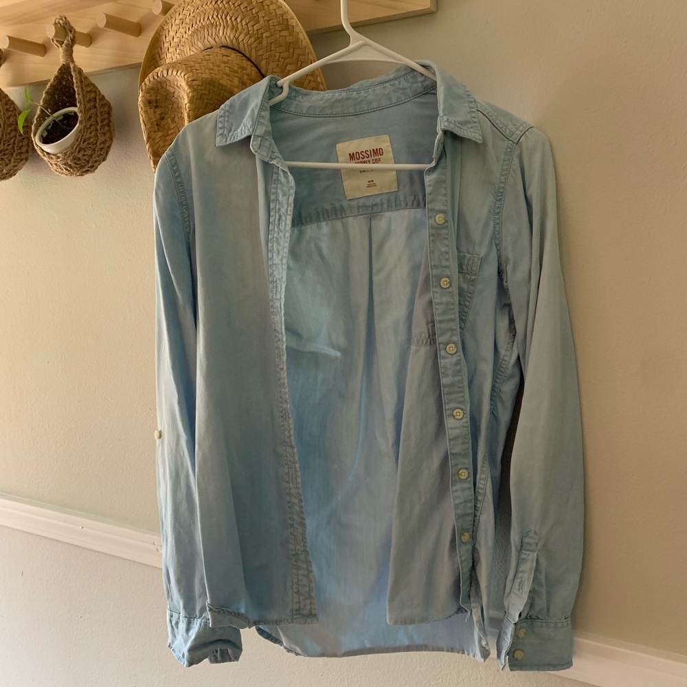 100% Cotton Denim Button Up Shirt | Size: M